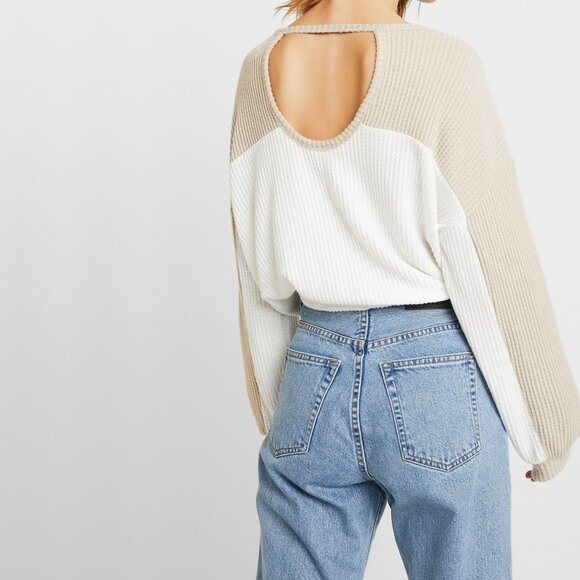 2/$30 Hollister Colorblock Keyhole Cinched Jumper Light Brown XS #A0370 TRB2 - Picture 5 of 10